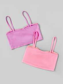 Girls 2pcs Bow Front Crop Cami Top - Multicolor - View 2