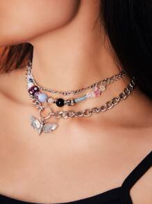 ROMWE Goth 3 piezas Set collar con diseño de abeja - Plateado - Ver 4