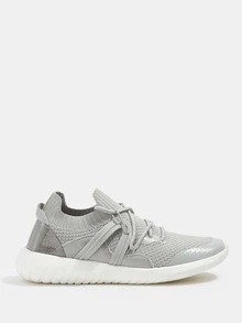 Cuccoo Knit Detail Lace-up Front Breathable Running Shoes - Grey - View 4