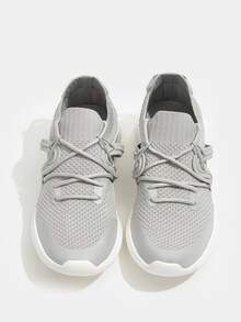 Cuccoo Knit Detail Lace-up Front Breathable Running Shoes - Grey - View 6
