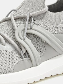 Cuccoo Knit Detail Lace-up Front Breathable Running Shoes - Grey - View 3