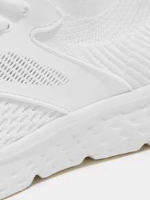 Cuccoo Striped Knit Detail Breathable Running Shoes - White - View 3