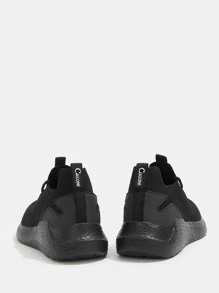 Cuccoo Textured Knit Detail Breathable Running Shoes - Black - View 6