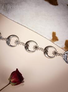 ROMWE Goth Sun & Moon Decor Pant Chain Boho - Silver - View 4