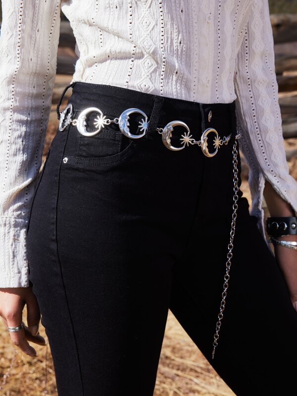 ROMWE Goth Sun & Moon Decor Pant Chain SHEIN USA