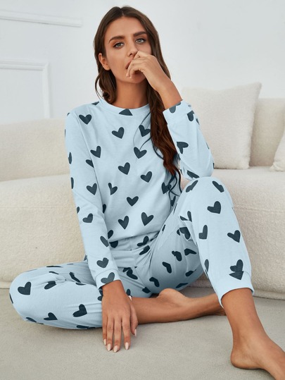 Snug Zone Allover Heart Print Pyjama Set