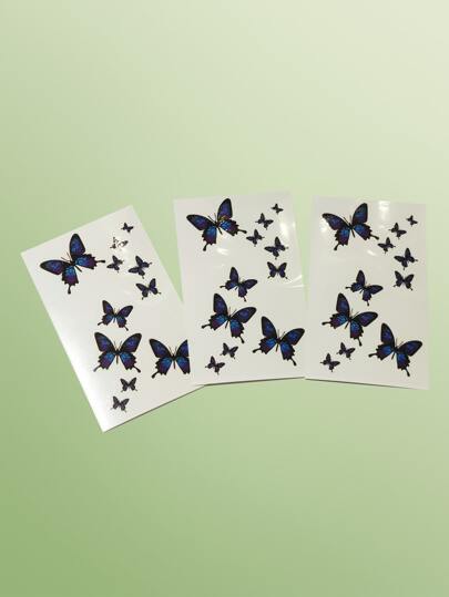 ROMWE Fairycore 3sheets Butterfly Print Tattoo Sticker
