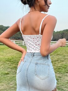 Soleia 碎花蕾絲邊吊帶上衣