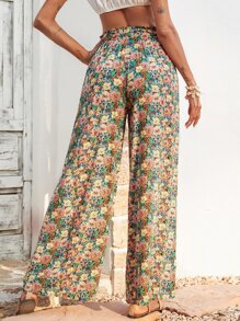 SHEIN Unity 滿版印花腰帶闊腿褲