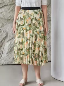 MOTF PREMIUM Spódnice Rozmiar Plus Plisowany Kwiatowy Tropikalny Boho - Wielokolorowe - Zobacz 2