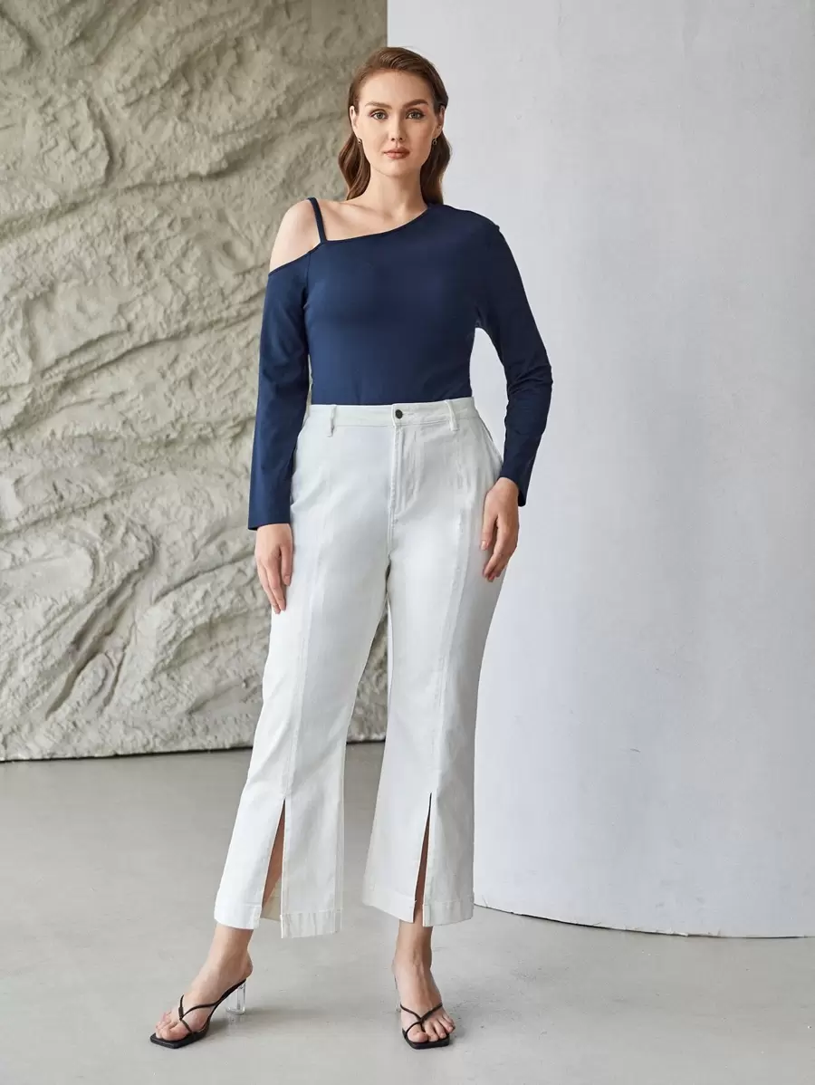 MOTF PREMIUM PLUS VISCOSE ASYMMETRICAL NECK BODYSUIT - Navy Blue - View 1