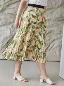 MOTF PREMIUM Spódnice Rozmiar Plus Plisowany Kwiatowy Tropikalny Boho - Wielokolorowe - Zobacz 9