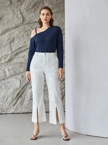 MOTF PREMIUM PLUS VISCOSE ASYMMETRICAL NECK BODYSUIT - Navy Blue - View 10