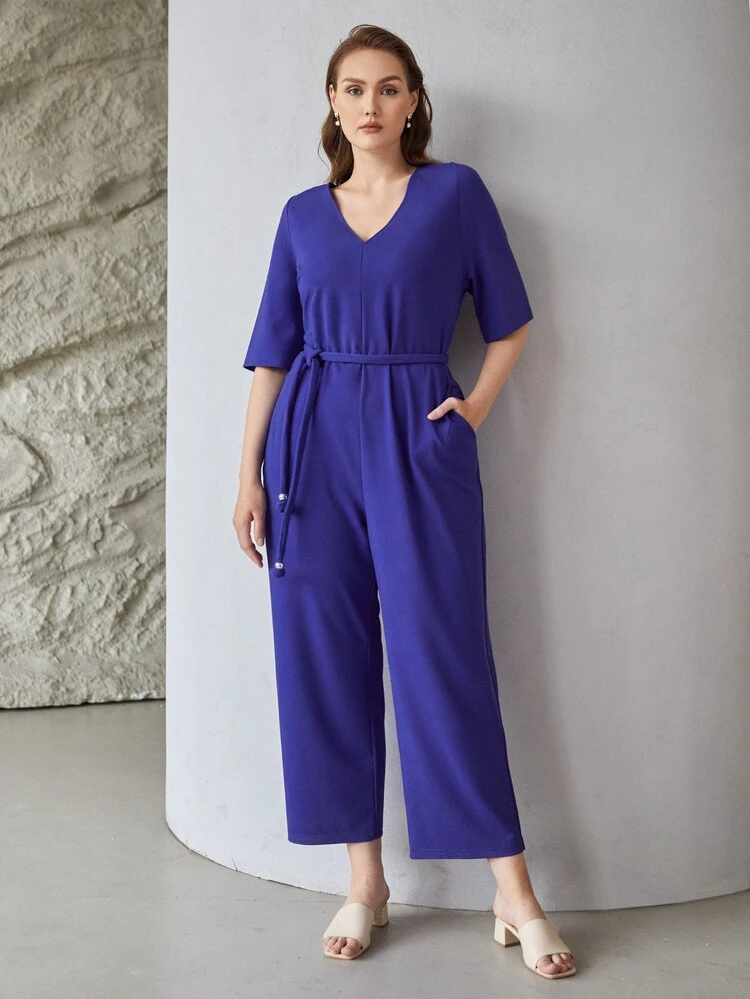 Combinaisons grandes tailles Ceinture Poche Fermeture éclair Casual Unicolore