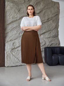 MOTF PREMIUM PLUS PRESS CREASE SKIRT - Coffee Brown - View 3