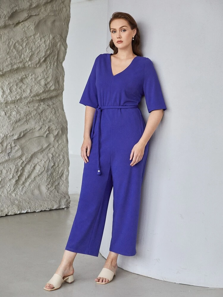 Combinaisons grandes tailles Ceinture Poche Fermeture éclair Casual Unicolore