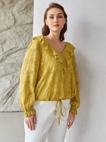 MOTF PREMIUM Blusa Plus Con Aplicaciones Y Lazo - Amarillo - Ver 4