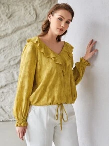 MOTF PREMIUM Blusa Plus Con Aplicaciones Y Lazo - Amarillo - Ver 6
