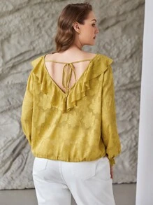 MOTF PREMIUM Blusa Plus Con Aplicaciones Y Lazo - Amarillo - Ver 9
