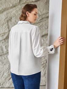 MOTF PREMIUM Camisa ribete en abanico - Blanco - Ver 2