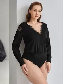 MOTF PREMIUM PLUS EYELASH LACE TRIM BODYSUIT - Black - View 1