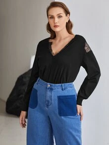 MOTF PREMIUM PLUS EYELASH LACE TRIM BODYSUIT - Black - View 3