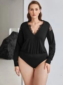 MOTF PREMIUM PLUS EYELASH LACE TRIM BODYSUIT - Black - View 4