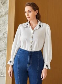 MOTF PREMIUM Camisa ribete en abanico - Blanco - Ver 9