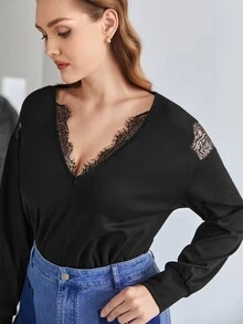 MOTF PREMIUM PLUS EYELASH LACE TRIM BODYSUIT - Black - View 6