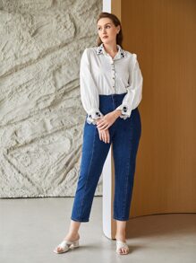 MOTF PREMIUM Camisa ribete en abanico - Blanco - Ver 10