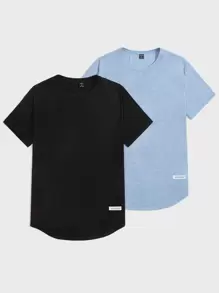 GENTILAND Men 2pcs Curved Hem Tee - Multicolor - View 1