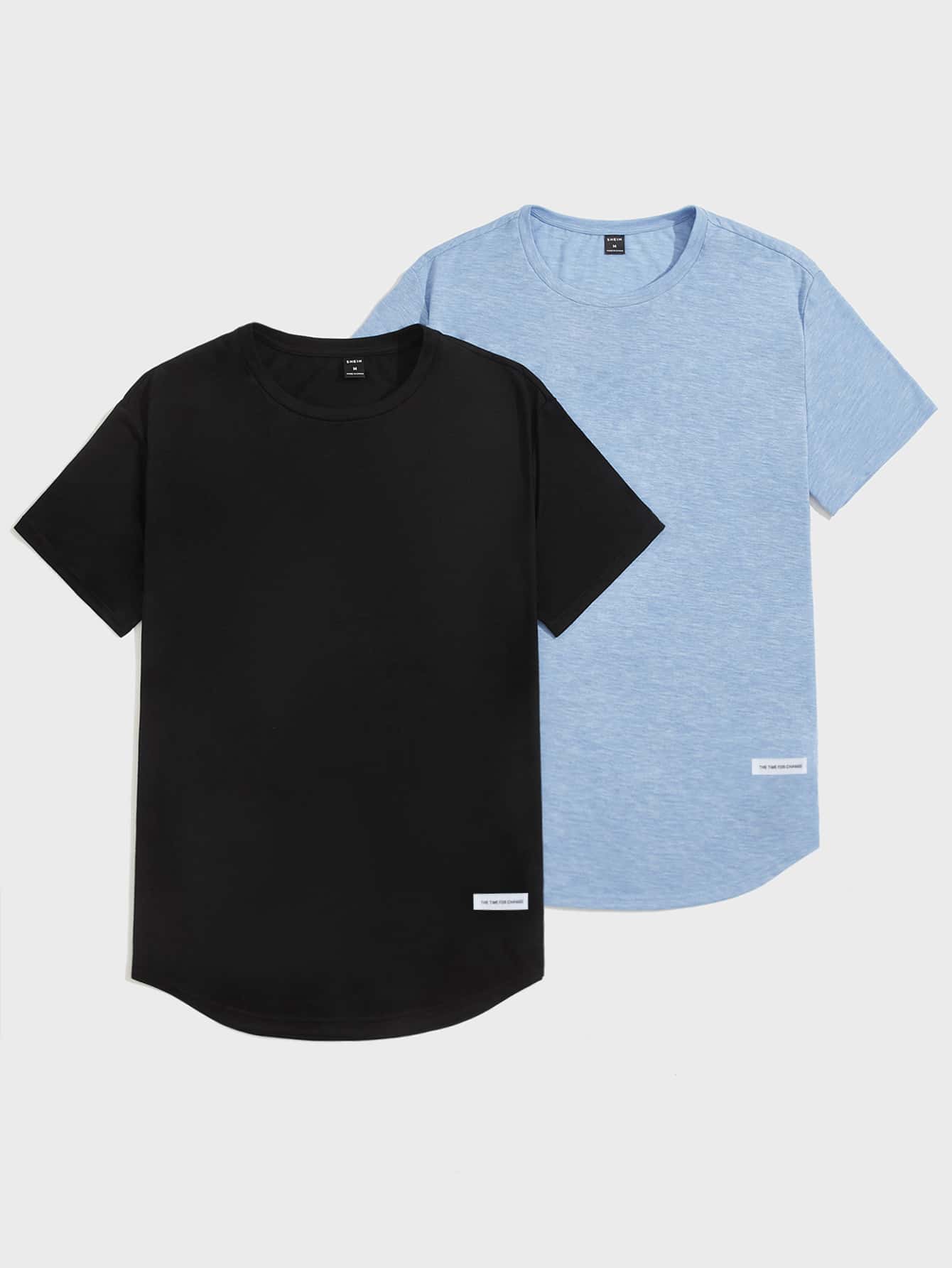 GENTILAND Men 2pcs Curved Hem Tee - Multicolor - View 1