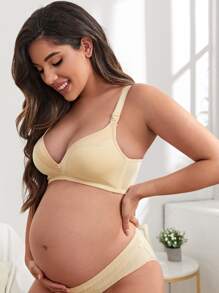 孕婦素色哺乳內衣 - 杏色 - 查看 3