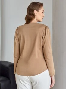 MOTF PREMIUM Hơn Áo thun Ống tay áo - Màu Khaki - Xem 2
