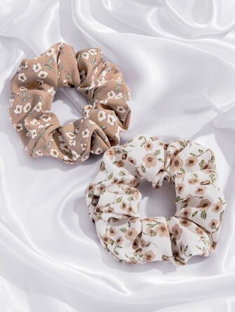 2 st. Snygg blommig scrunchie boho alla hjärtans dag hårsnoddar hästsvanshållare hårsnoddar hårgummiband scrunchies hårrep elastiskt hårsnodd, hårbobbler, huvudbonad, håraccessoarer hårband