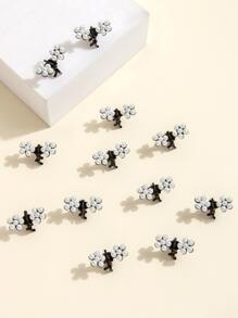 12pcs Faux Pearl Decor Hair Claw - White - View 3