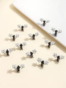 12pcs Faux Pearl Decor Hair Claw - White - View 4