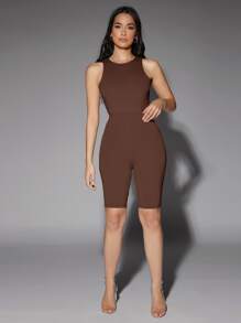 Silquee 净色紧身衣（不含短裤） - 咖啡棕 - 查看 5