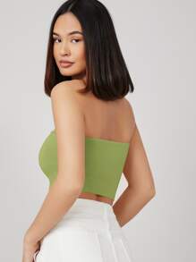 SHEIN BASICS Áo nữ màu trơn Gợi cảm - Màu xanh chanh - Xem 2