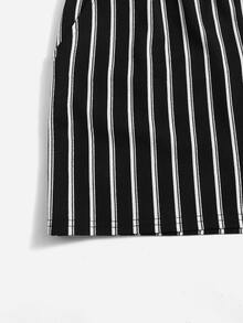 SHEIN Váy Gái Thắt lưng Túi Chia Sọc Ăn mặc đẹp - màu đen - Xem 4