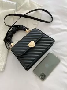 Túi vuông trang trí hình trái tim nhẹ, giản dị, dành cho nữ sinh trung học, sinh viên, người mới vào nghề và nhân viên văn phòng, hoàn hảo cho văn phòng, trường đại học, công việc, kinh doanh, đi làm, ngoài trời, du lịch, dã ngoại, ngày lễ tình nhân - màu đen - Xem 7