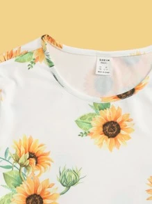 SHEIN Đầm Gái Dây kéo Xù Hoa Ăn mặc đẹp - trắng - Xem 4