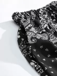 Mulvari Plus Paisley Scarf Print Wide Leg Pants Fall Cloth For Women