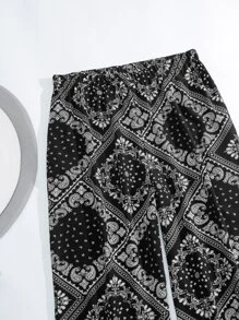 Mulvari Plus Paisley Scarf Print Wide Leg Pants Fall Cloth For Women