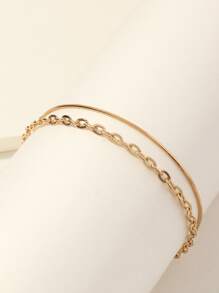 Pulsera a capas con diseño de cadena - Amarillo Oro - Ver 4