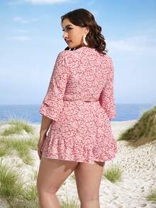 Bộ thời trang Plus Size Thắt nơ trước Họa tiết hoa Boho - Nhiều màu - Xem 2