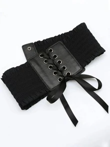 2 chiếc Thắt lưng corset phía trước có ren - màu đen - Xem 3