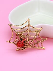 Broche con diamante de imitación con diseño de araña - Amarillo Oro - Ver 3