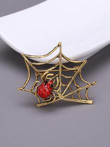Broche con diamante de imitación con diseño de araña - Amarillo Oro - Ver 4