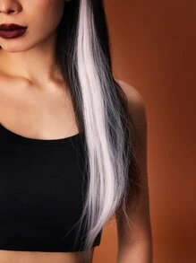 ROMWE Goth 5pcs Long Straight Synthetic Hair Extension - White - View 3